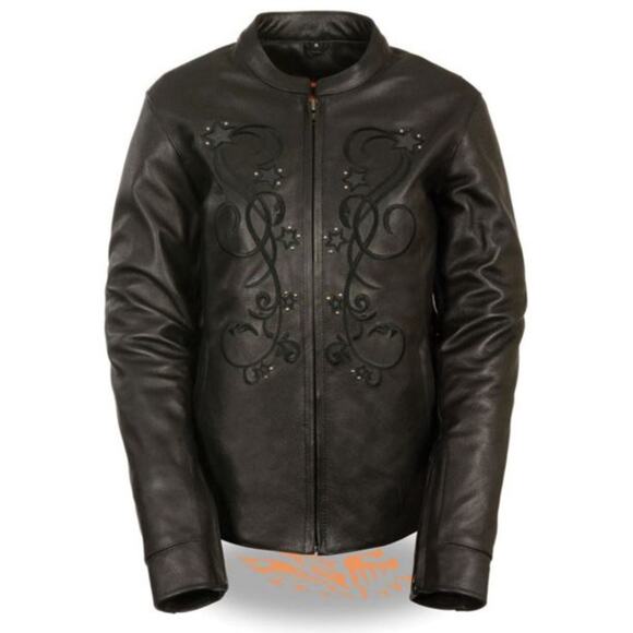 Milwaukee Black Leather Motorcycle‎ Riding Jacket - Picture 1 of 9